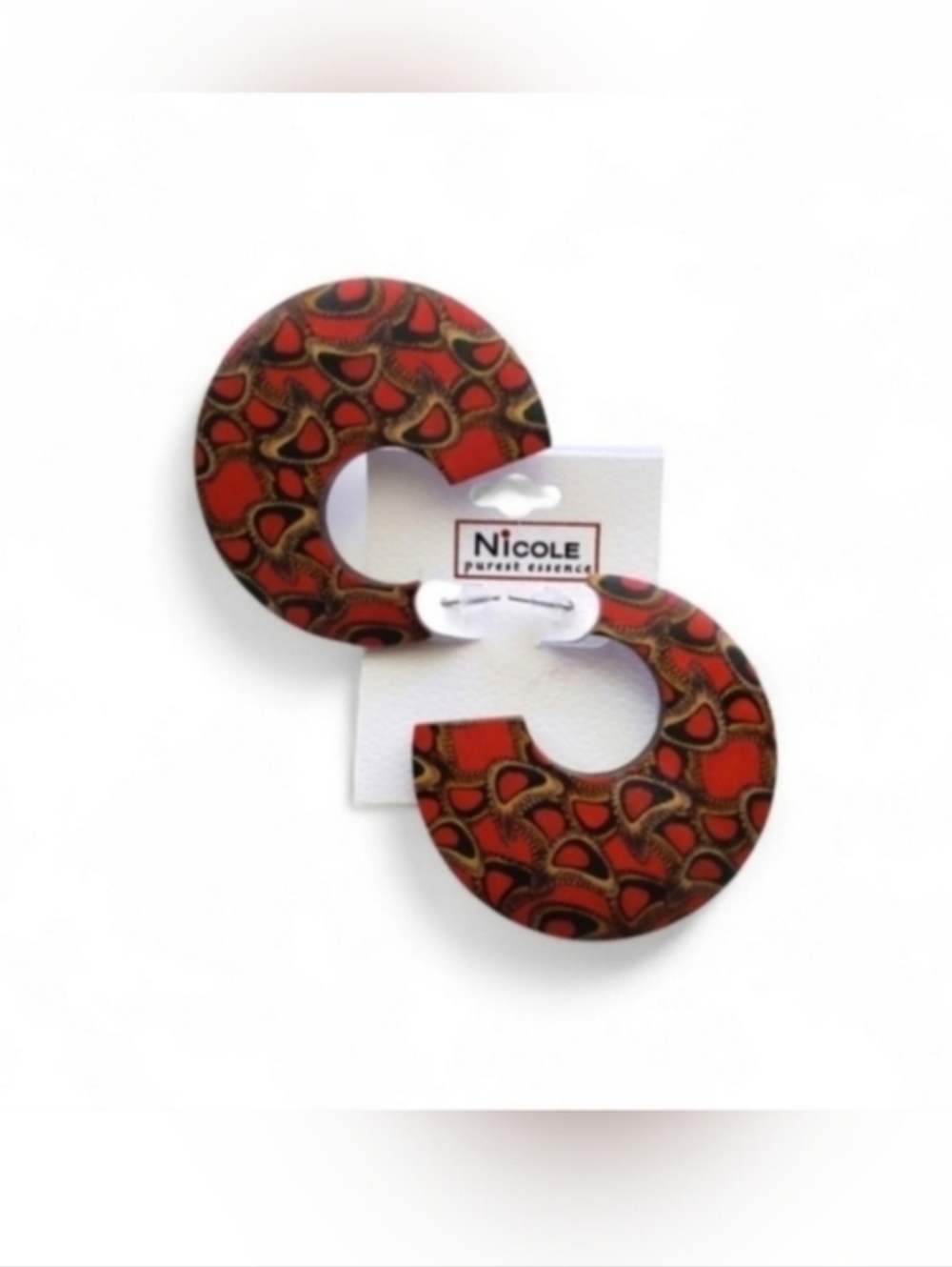 Nicole Purest Essence  Red and Black Hoop Earrings